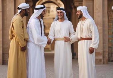 A professional Muslim influencer showcasing elegant Islamic fashion in a modern urban setting.