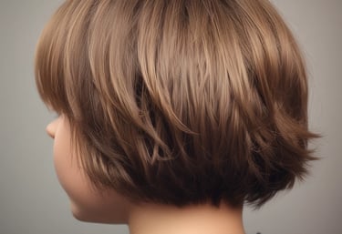 People are in a dimly lit barbershop, where multiple barbers are working on cutting client's hair. One barber in the foreground is focused on shaving or shaping a client's hair. The decor is warm and modern, with bright lights in the background providing a cozy atmosphere.