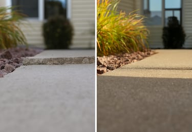 a before and after image of Concrete Leveling & Lifting
