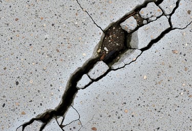 a crack in the concrete floor of a parking lot