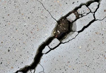 a crack in the concrete floor of a parking lot