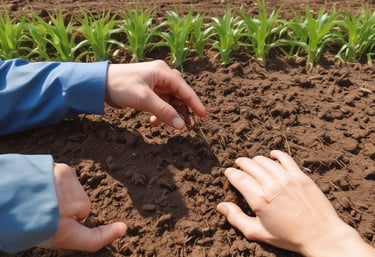 A close-up of vibrant hybrid seeds in a farmer's hand, symbolizing growth and agricultural innovation.