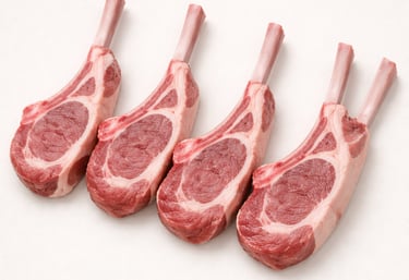 Lamb rib chops, tender bone-in cuts ideal for grilling or pan searing.