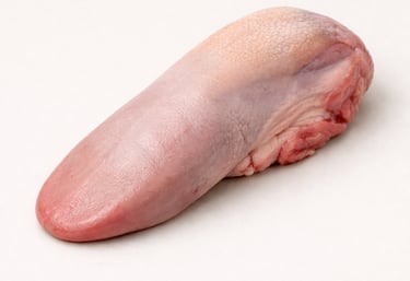 Lamb tongue, tender organ meat for slow-cooked dishes.