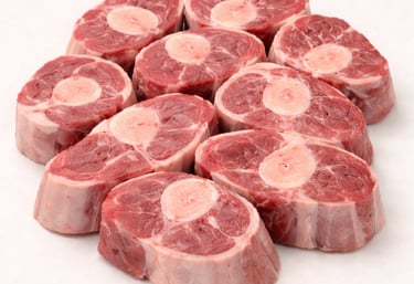 Lamb shank curry cut, cross-cut bone pieces ideal for rich gravies.