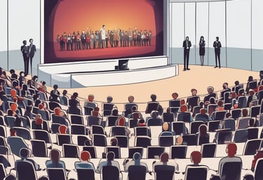 A peaceful outdoor setting with people practicing yoga and meditation together.