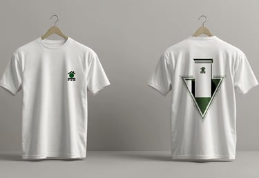 Mise en avant d'un t-shirt avec une illustration d'une usine dans le dos 