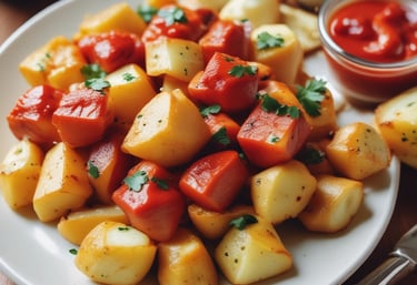A gourmet burger topped with lettuce is placed on a tray accompanied by golden potato wedges and three small dishes filled with orange cheese sauce, red ketchup, and a creamy mustard sauce.