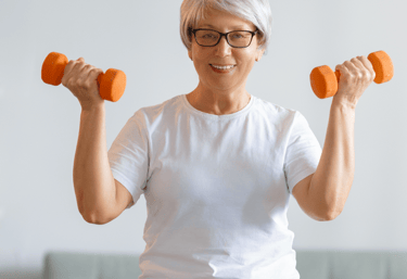 Older woman doing virtual physiotherapy with The London Physio