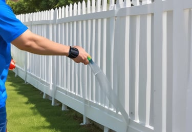 Three people are engaged in window cleaning or maintenance on the side of a tall, modern glass building. They are using ropes and harnesses for safety as they perform their tasks. The building features a grid of reflective glass panels.