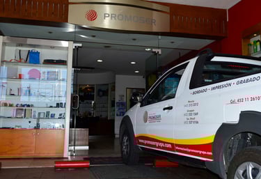 a truck parked in front of a store