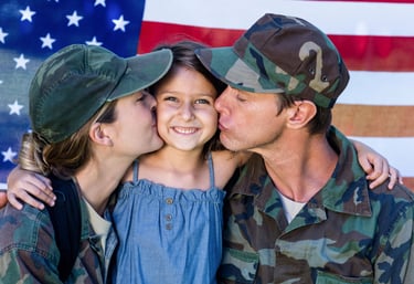a veteran daughter in between her veteran parents