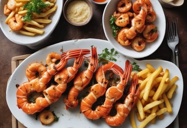 A luxurious black and gold plated dish featuring spiced crab with vibrant garnishes on a dark elegant table.