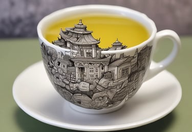 A luxurious black and gold plated dish featuring spiced crab with vibrant garnishes on a dark elegant table.