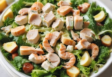 A luxurious black and gold plated dish featuring spiced crab with vibrant garnishes on a dark elegant table.