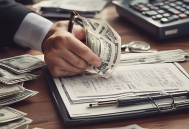 A friendly professional consulting a client surrounded by mystical-themed decor.