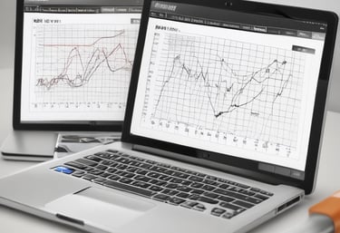 Close-up of a hand selecting stock charts on a touchscreen device.