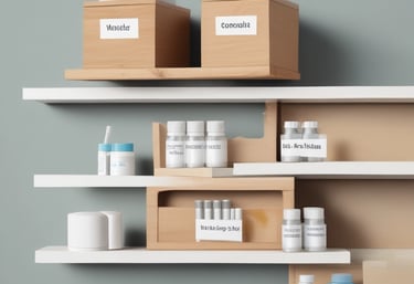 A wooden-framed board with horizontal grooves holds red letters spelling out 'SELFCARE IS THE BEST CARE' against a light pink background. The board is placed against a cream-colored wall with a soft pink cloth underneath.