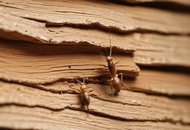 A small rodent is seen on a paved surface surrounded by architectural elements, including columns and a beige wall. In the background, there is a landscaped area with mulch and sparse vegetation.