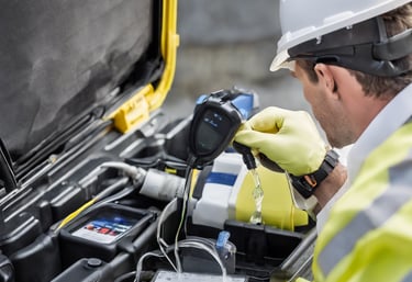 a man riding a skateboard down a street next to tall buildings