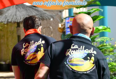 David et Paul Mateu, père et fils, devant La Rouillade à Argelès-sur-Mer – une histoire de famille.