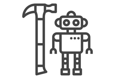 a robot robot with a hammer hammer and a hammer hammer