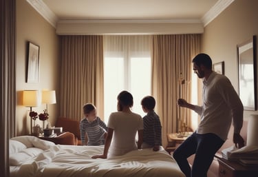 A wooden lodge with multiple balconies adorned with vibrant pink, purple, and white flowers. The building is made of dark wood with a rustic architectural style. There is a large wooden sign near the entrance indicating the name of the lodge. The setting appears to be serene and picturesque, likely in a mountainous region.