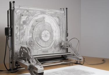 a machine - built machine is shown in a glass case