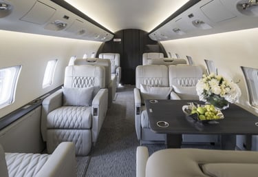 interior of a private jet available through ethical fractional ownership and co-ownership