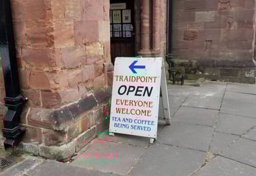 Sign outside Traidpoint at St John's Church Halesowen.