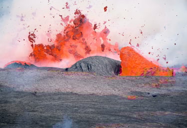 a large red fire hydrant with lava