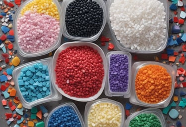 A large yellow mechanical claw is positioned in front of a massive pile of assorted metal scrap and debris. The ground is wet, suggesting recent rain, and the background shows a corrugated metal fence. Various pieces of metal, including bicycle parts and wires, are scattered and piled haphazardly.