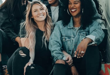 Happy people smiling.