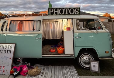 a VW Bus with a decorations and lighting