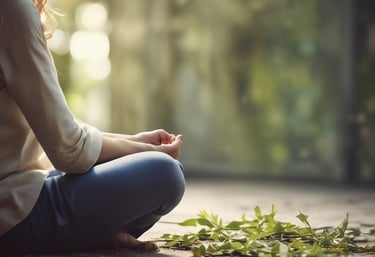 A calm therapy session with a person speaking to a therapist online in a comfortable home setting.