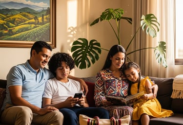 Familia tranquila disfrutando de un lindo día
