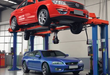 A display of auto parts arranged neatly in an auto center.