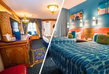 a hotel room with a bed and a bed