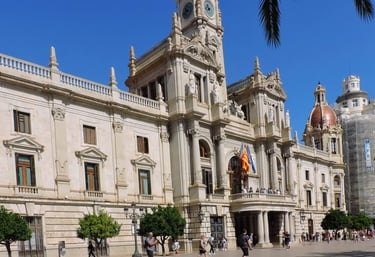 Impressive Baroque facade of Valencia City Hall, a grand architectural landmark