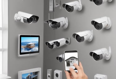 A professional team setting up advanced surveillance cameras in a modern office.