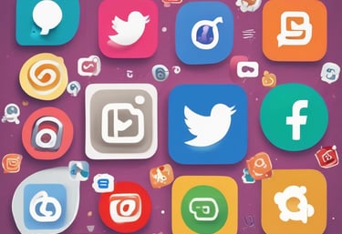 Creative digital marketing workspace with vibrant social media campaign visuals on screens.