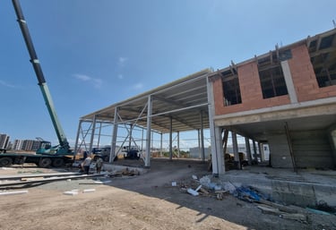 a commercial building being worked on