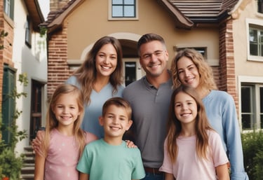 A cozy living room with a family enjoying time together, symbolizing comfort and belonging.