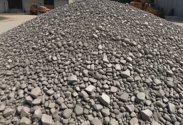 Workers at a construction site using cement and clinker.