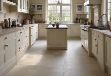 Limestone Floor restoration in an English Country House Kitchen