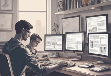 A vibrant workspace showcasing professionals collaborating on innovative tech solutions and corporate gifting.