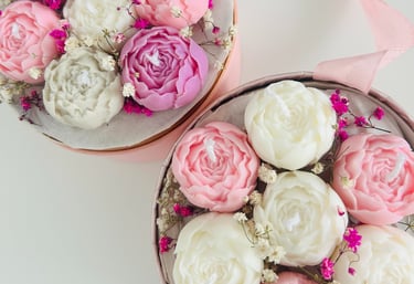 Natūralaus sojų vaško žvakių puokštės dėžutėje