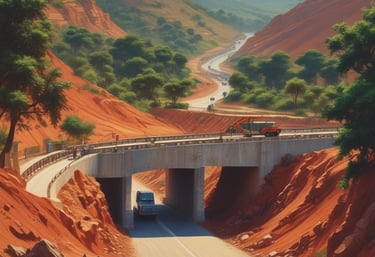 A blueprint of a civil engineering project on a desk.