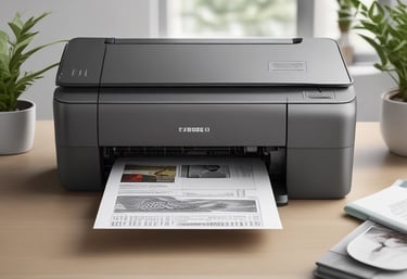 A well-organized workspace with printers ready for use.