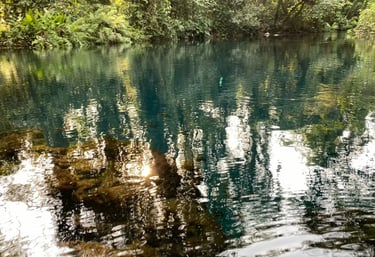 a river with a boat in the water